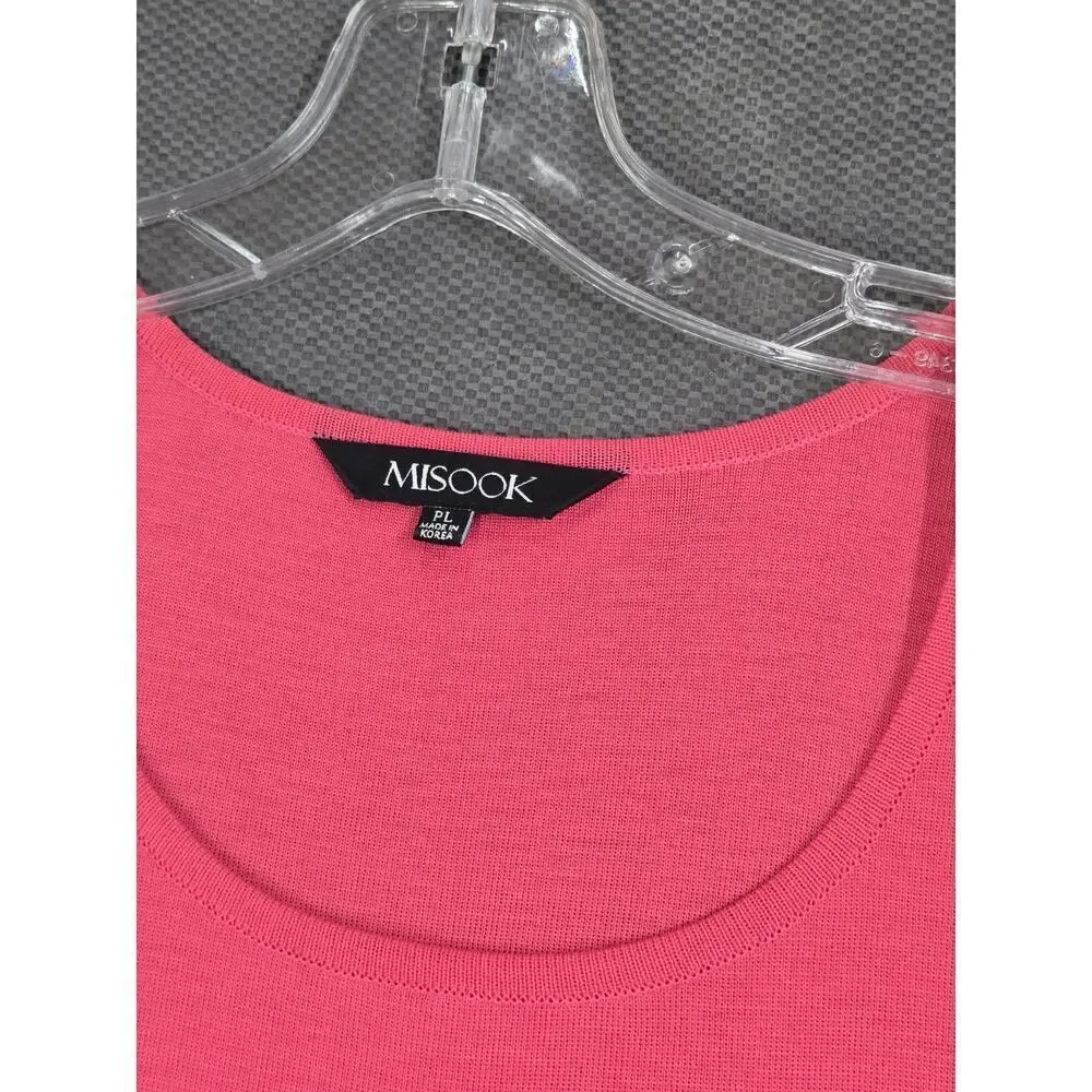 Misook Classic Knit Tank Top Shell Scoop Neck Tank Size Lp Bright Pink NWOT - Picture 2 of 4